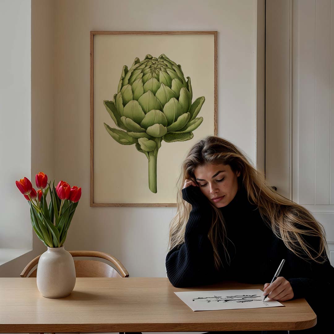 Groene Artisjok Illustratie Poster-WallArtistic