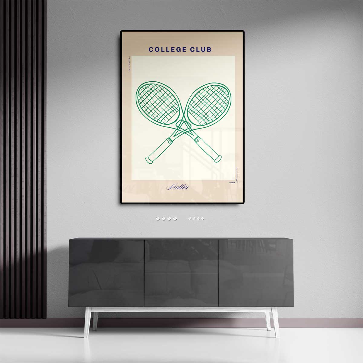 Tennisracket Illustratie - College Club Kunstwerk-canvas-dibond-plexiglas-wanddecoratie-WallArtistic