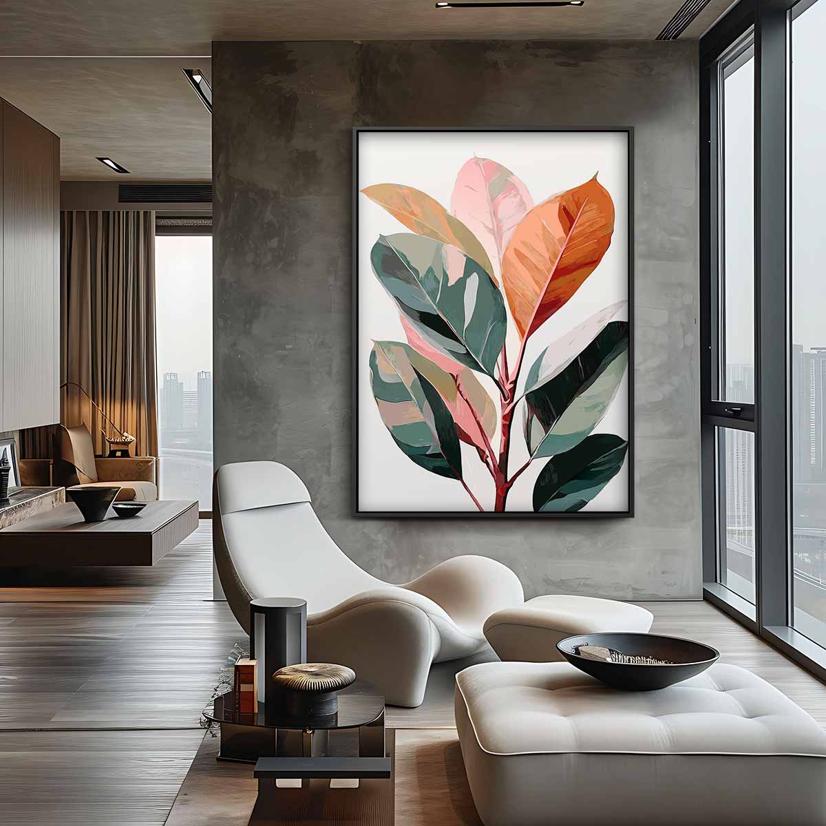 kleurrijk bladkunstwerk Kunstwerk-canvas-dibond-plexiglas-wanddecoratie-WallArtistic