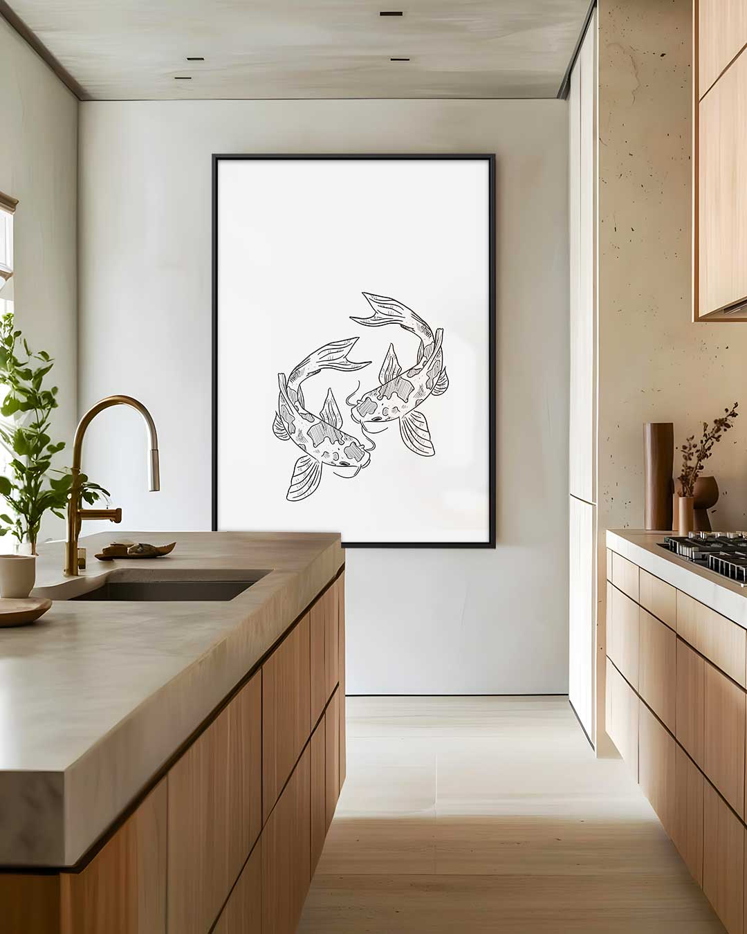 Koi Karper Illustratie Kunstwerk-canvas-dibond-plexiglas-wanddecoratie-WallArtistic