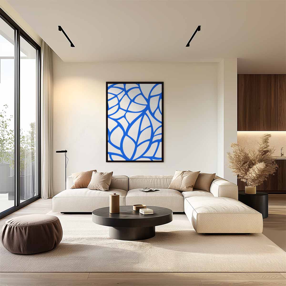 Abstract Blauw Kunstwerk Kunstwerk-canvas-dibond-plexiglas-wanddecoratie-WallArtistic