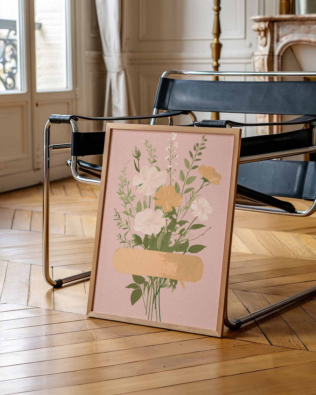 Romantische Bloemenpracht op Roze Poster