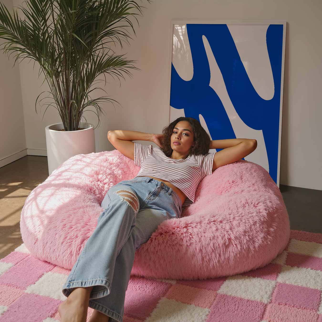 Abstracte Blauwe Golf Poster-WallArtistic