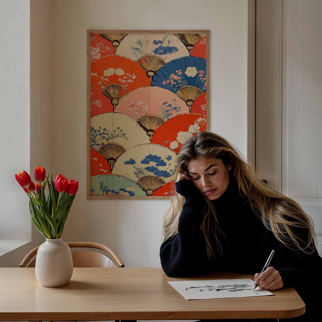Bloemenwaaier Wanddecoratie Poster-WallArtistic