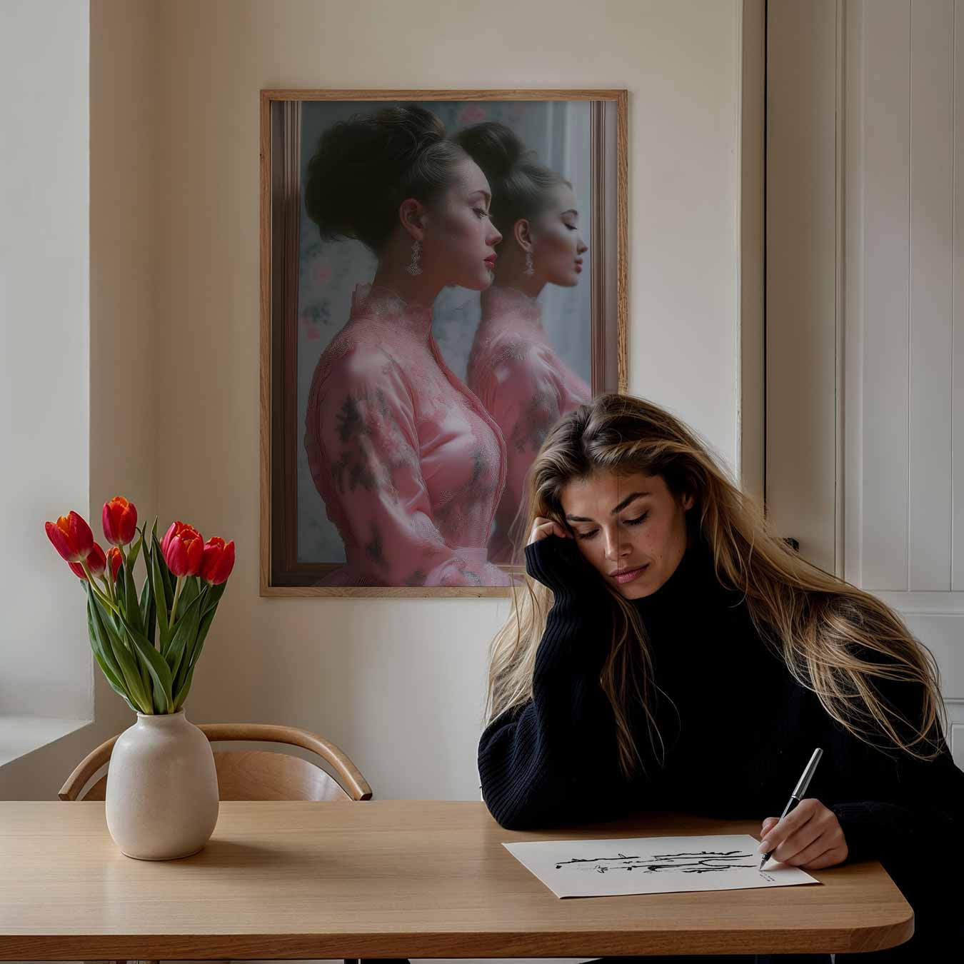 Vintage Elegantie Spiegelposter-WallArtistic