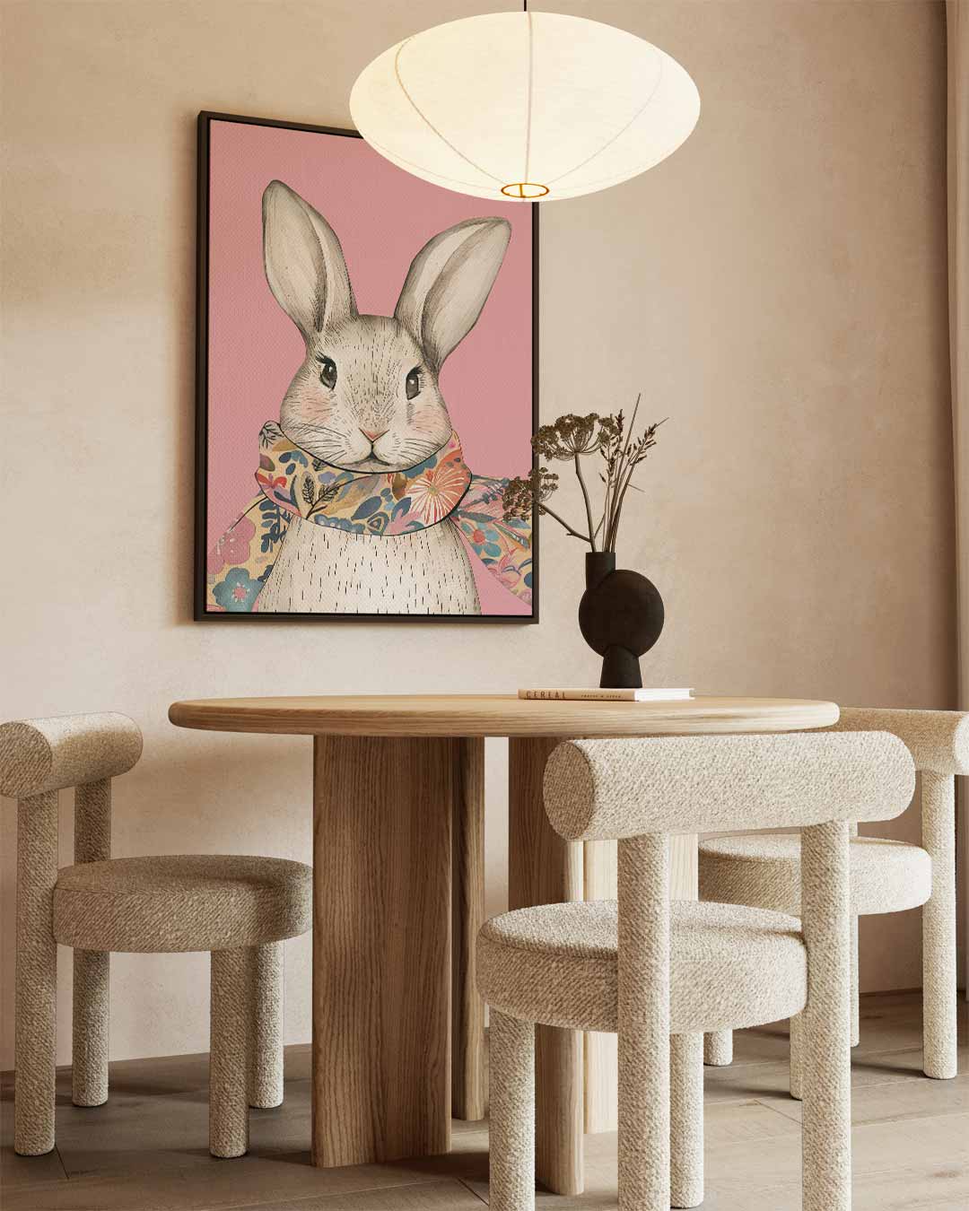 Stijlvolle Konijn Illustratie Kunstwerk-canvas-dibond-plexiglas-wanddecoratie-WallArtistic