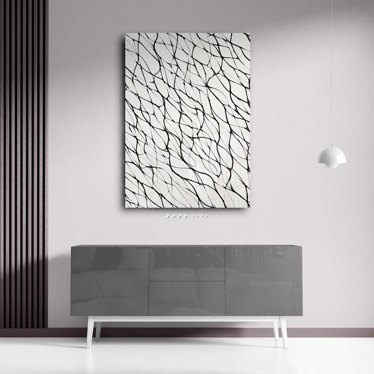 Web van Zwarte Lijnen Kunstwerk-canvas-dibond-plexiglas-wanddecoratie-WallArtistic