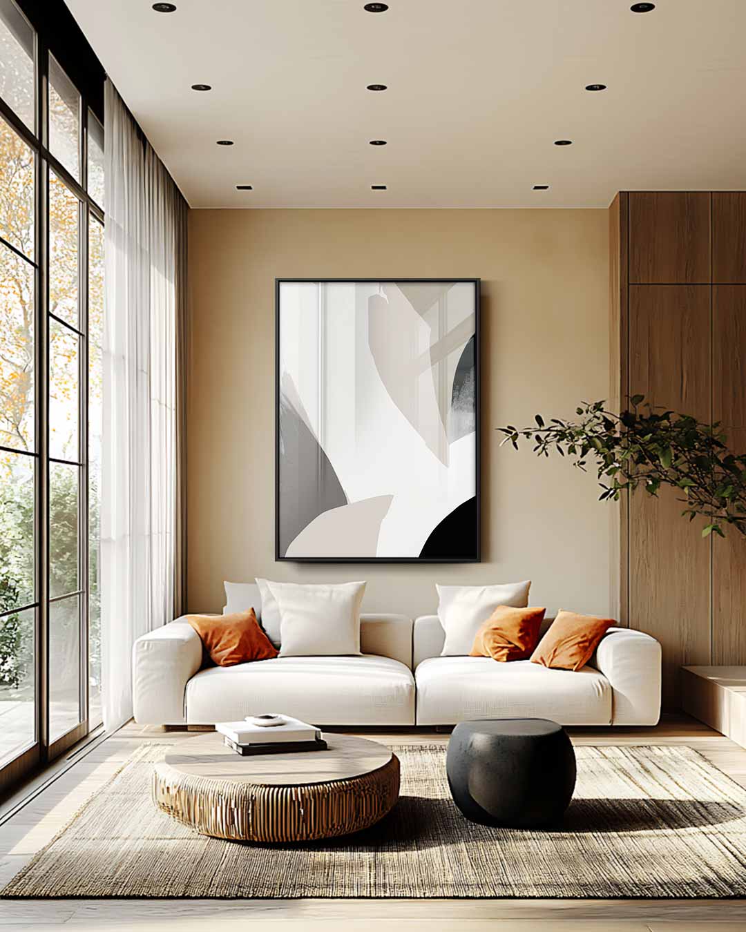 Abstracte Harmonie in Aardetinten Kunstwerk-canvas-dibond-plexiglas-wanddecoratie-WallArtistic