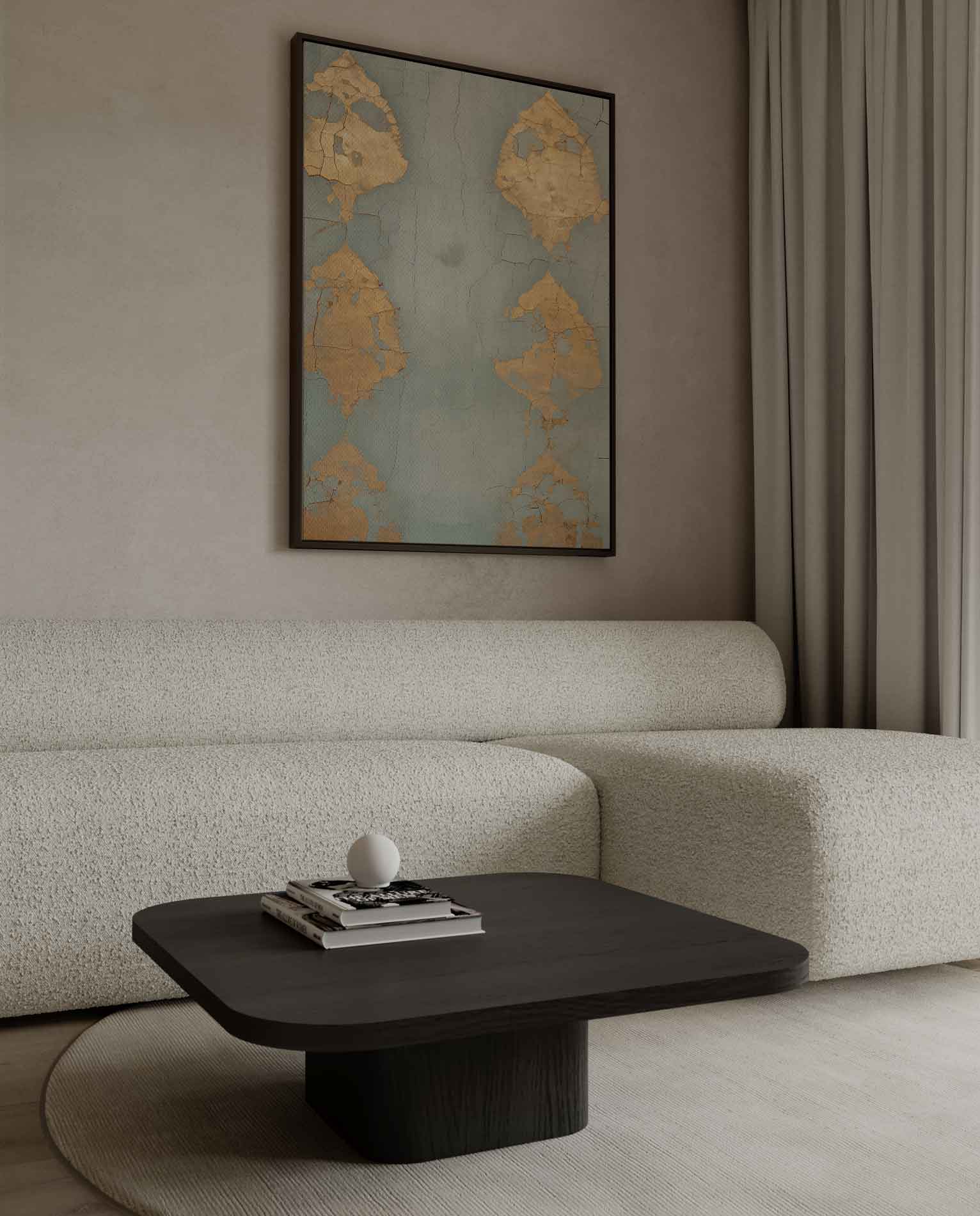 Gouden Glim op Verweer Lijnenspel Kunstwerk-canvas-dibond-plexiglas-wanddecoratie-WallArtistic
