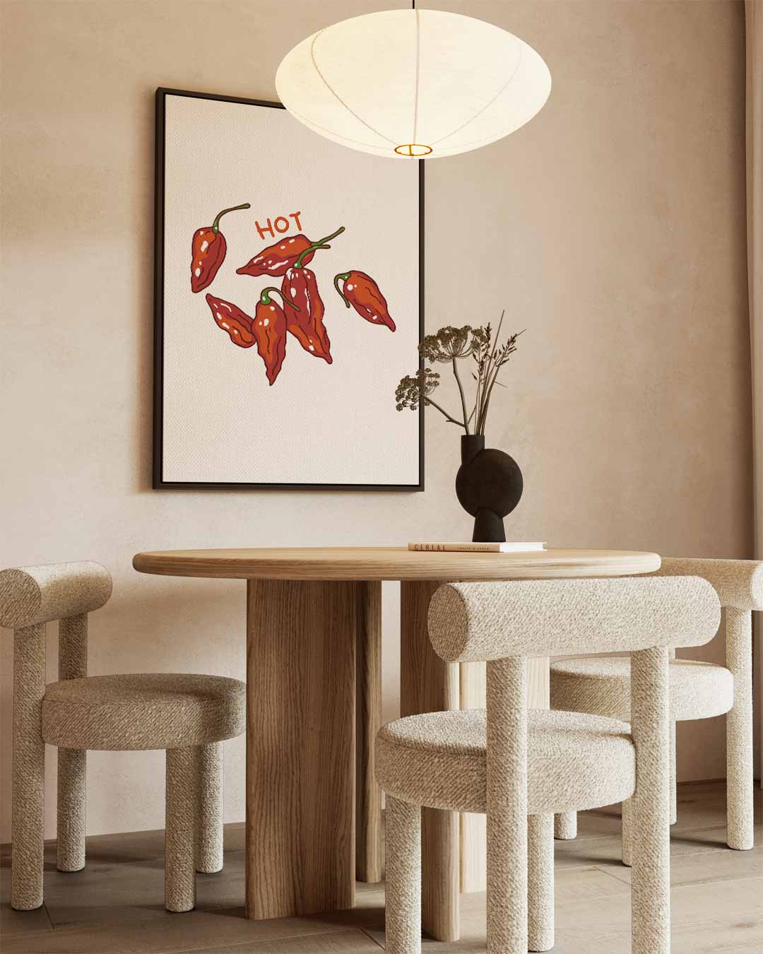 Pittige Paprika Illustratie Kunstwerk-canvas-dibond-plexiglas-wanddecoratie-WallArtistic