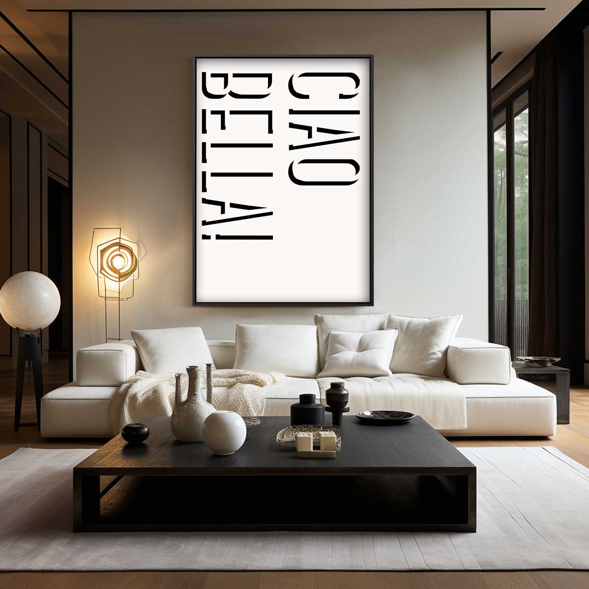 Ciao Bella Typografie Poster Kunstwerk-canvas-dibond-plexiglas-wanddecoratie-WallArtistic