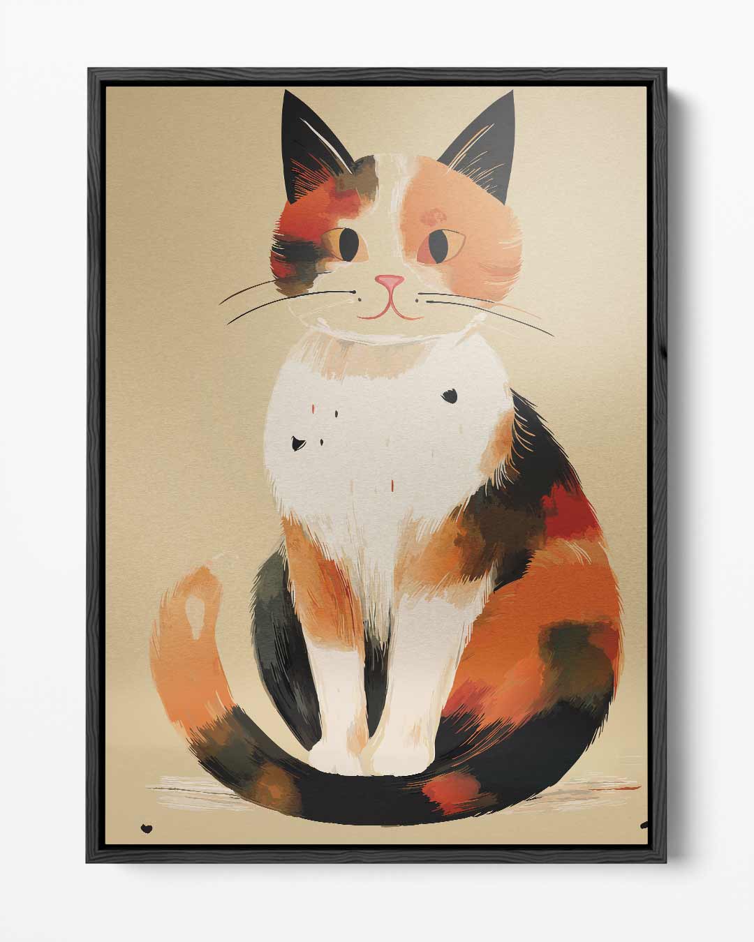 Charmante Calico Kat Illustratie Kunstwerk-canvas-dibond-plexiglas-wanddecoratie-WallArtistic