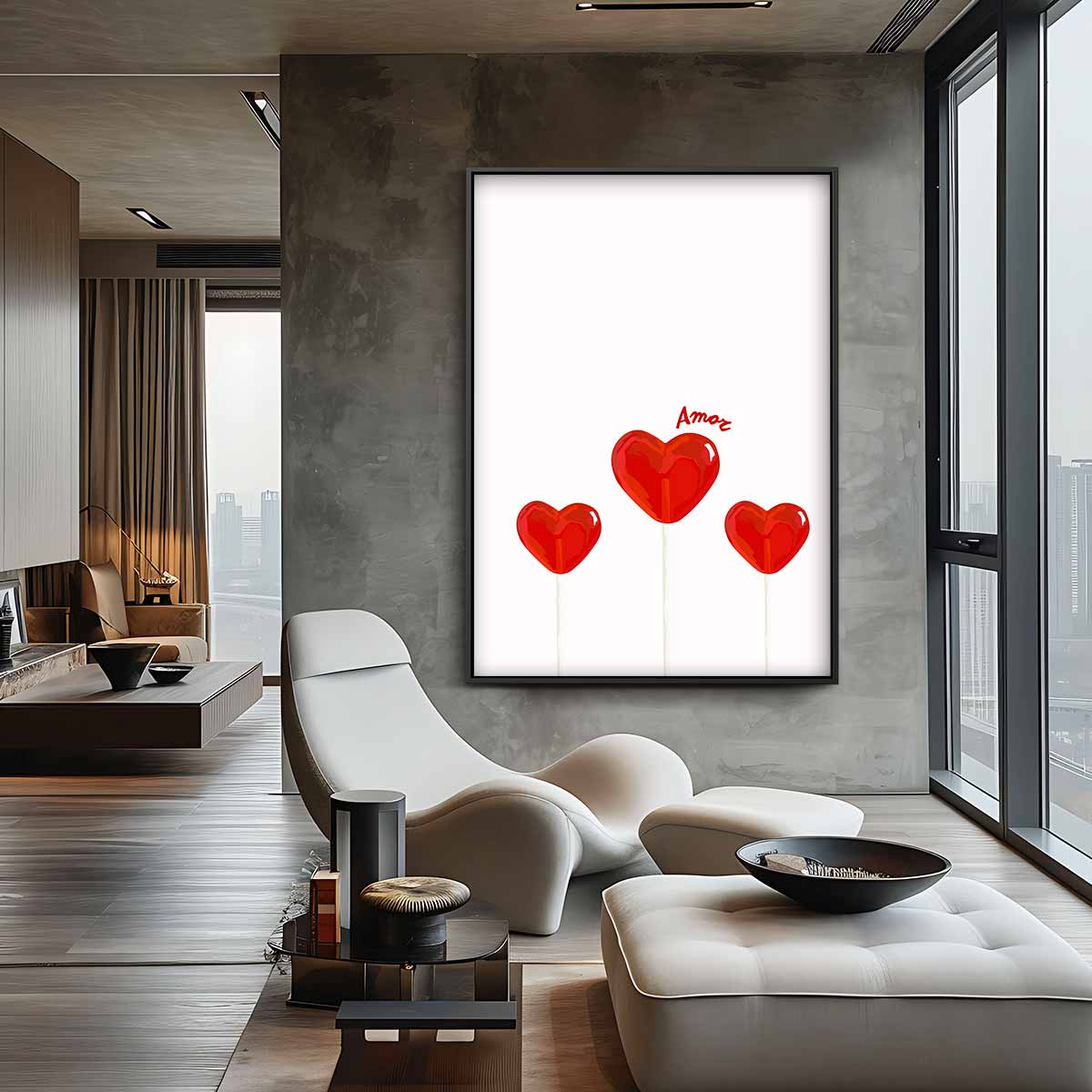 Hartvormige Lollys met Amor Touch Kunstwerk-canvas-dibond-plexiglas-wanddecoratie-WallArtistic