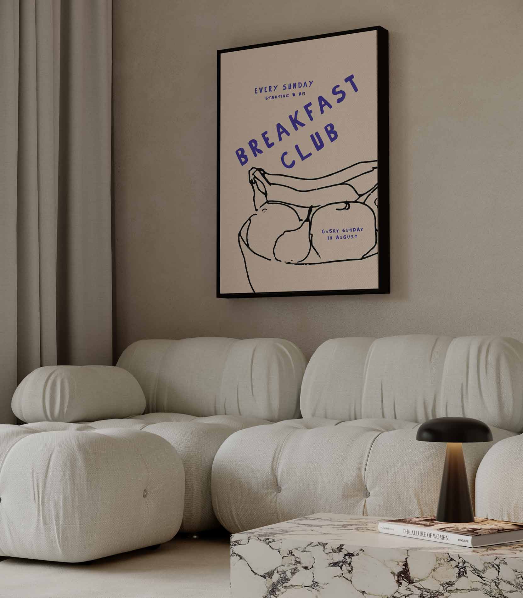 Breakfast Club Illustratie Kunstwerk-canvas-dibond-plexiglas-wanddecoratie-WallArtistic