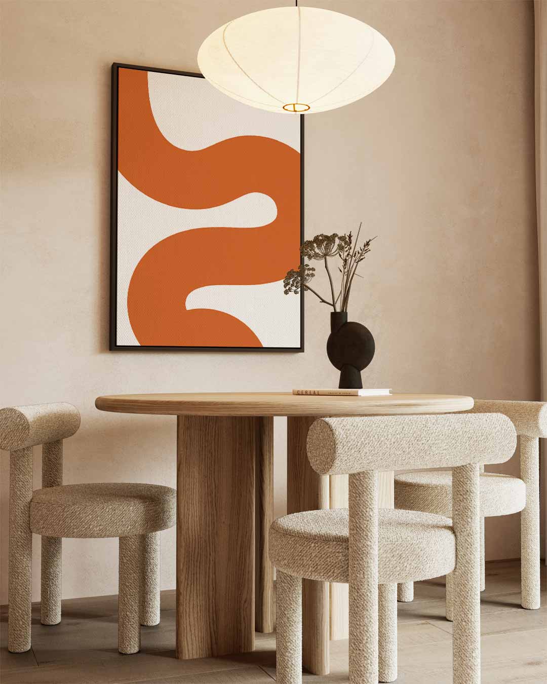 Golvend Oranjepatroon Kunstwerk-canvas-dibond-plexiglas-wanddecoratie-WallArtistic