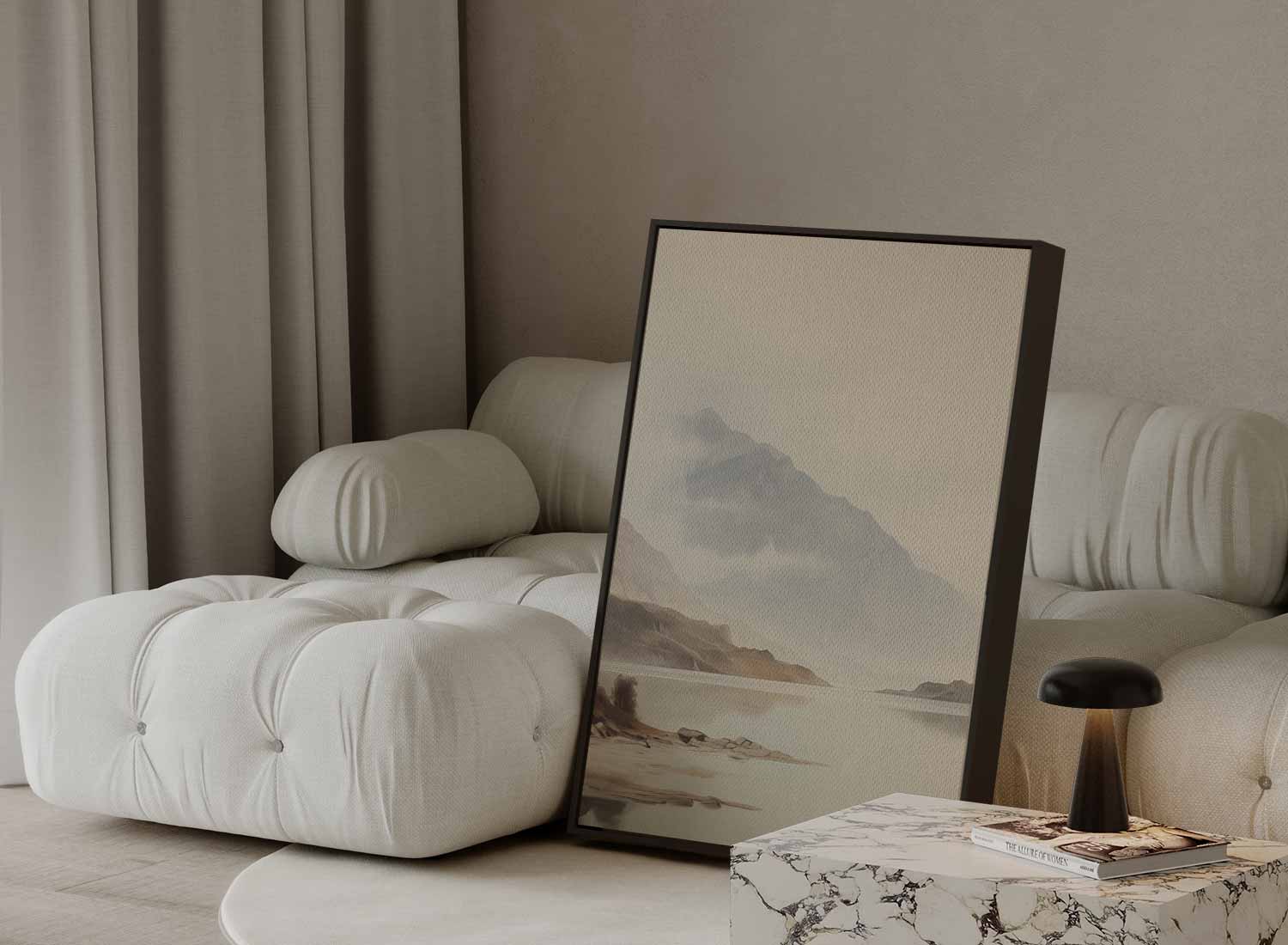 Rustieke Bergen aan een Spiegelend Meer Kunstwerk-canvas-dibond-plexiglas-wanddecoratie-WallArtistic