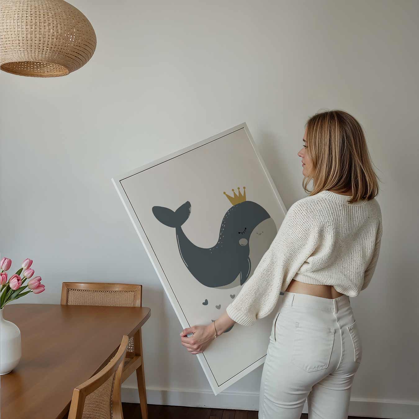 Schattige Walvis Met Kroon Poster