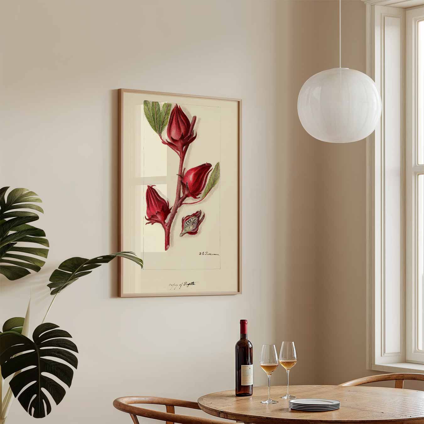 Botanische Kunstposter met Hibiscusbloem Poster