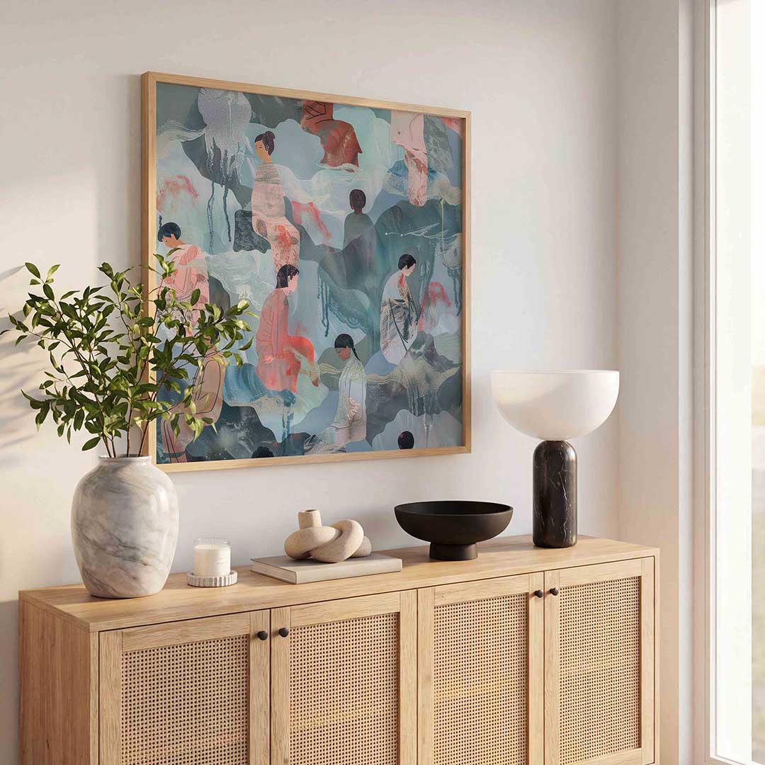 Zittende figuren Poster