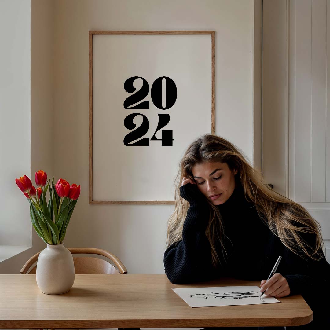 Stijlvolle 2024 Typografie Poster-WallArtistic
