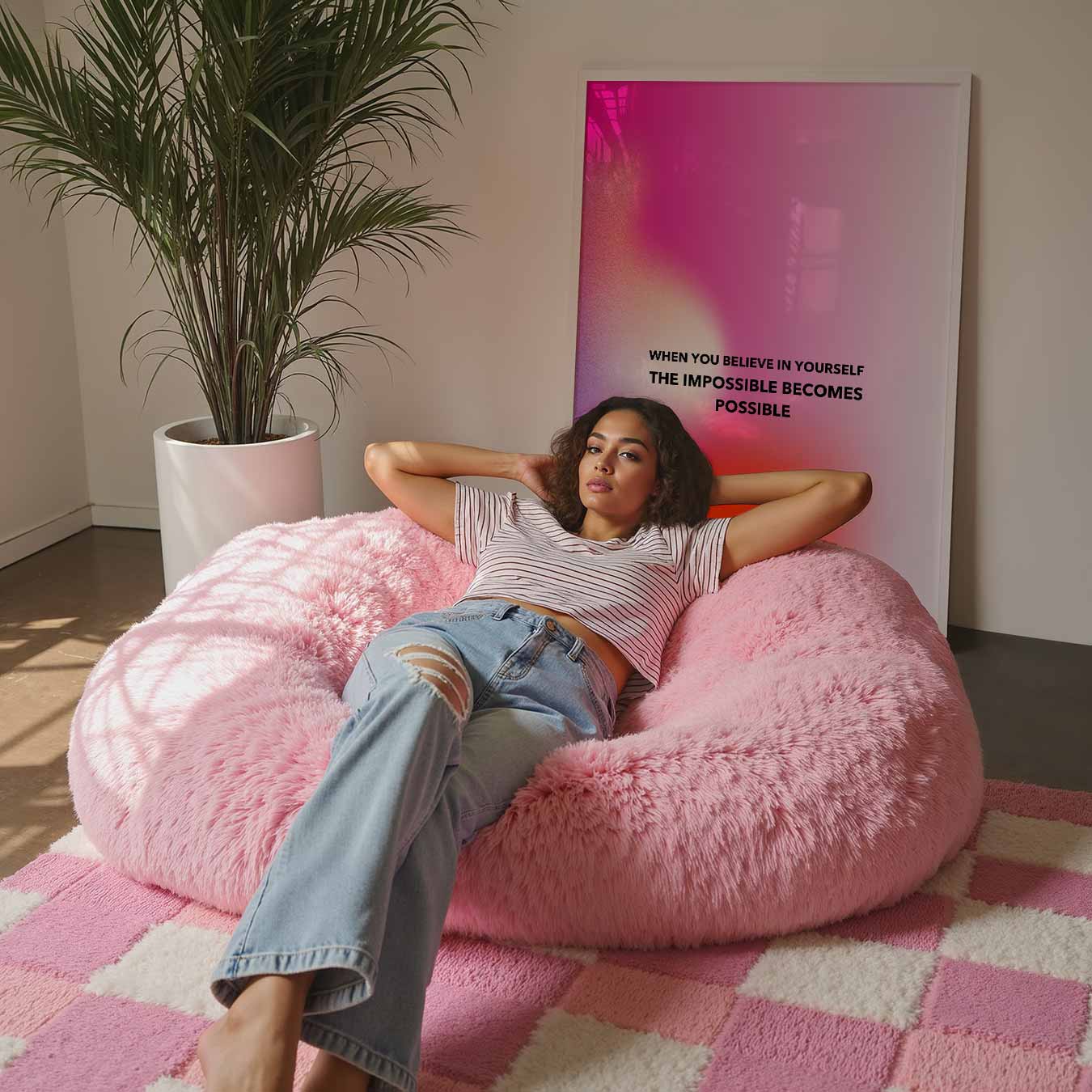 Inspirerende Motivatieposter Roze Poster-WallArtistic