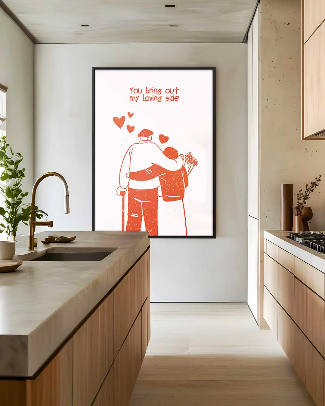 Liefdevolle Omarming Illustratie Kunstwerk-canvas-dibond-plexiglas-wanddecoratie-WallArtistic