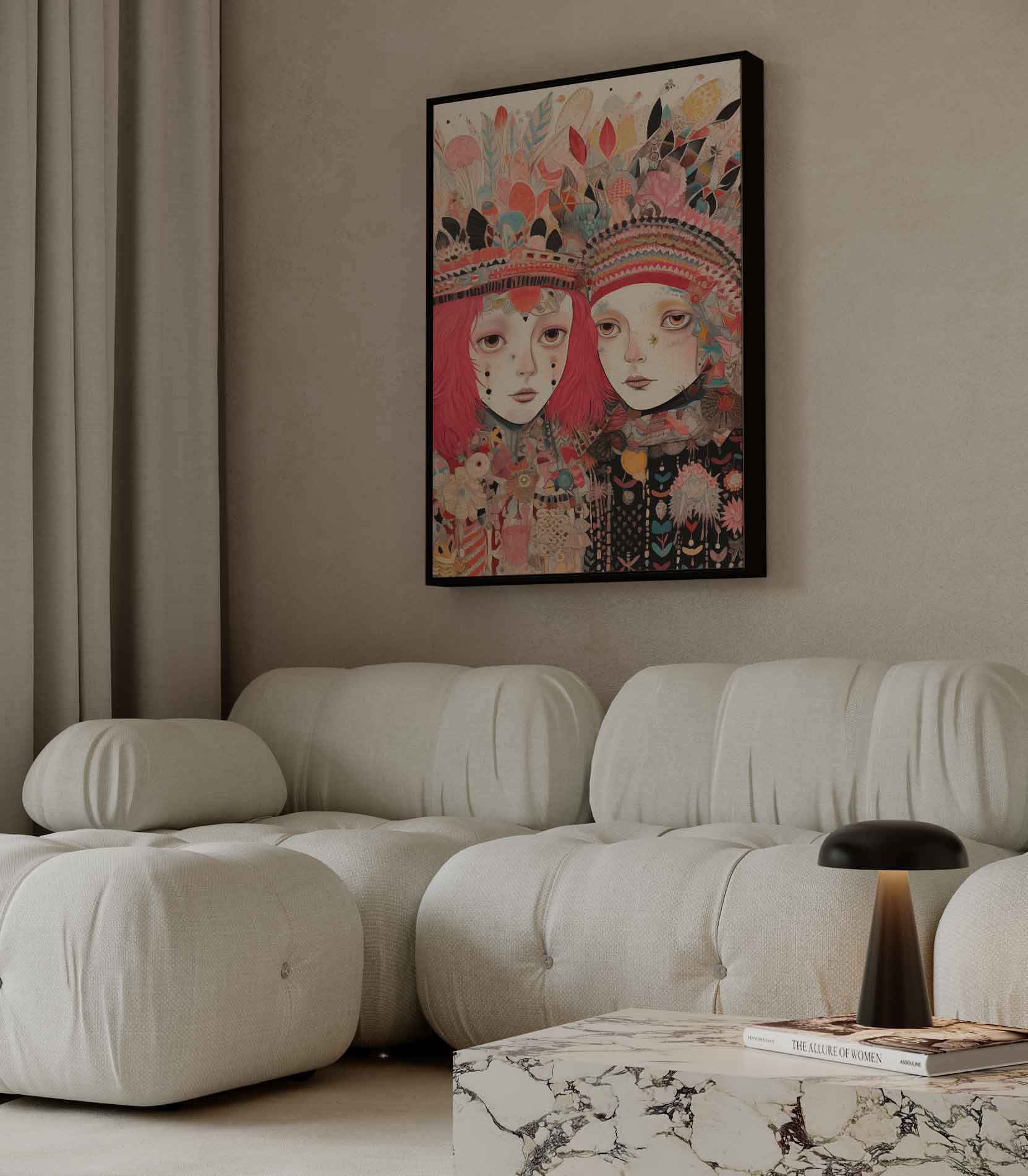 Kleurrijke Fantasiereis Kunstwerk-canvas-dibond-plexiglas-wanddecoratie-WallArtistic