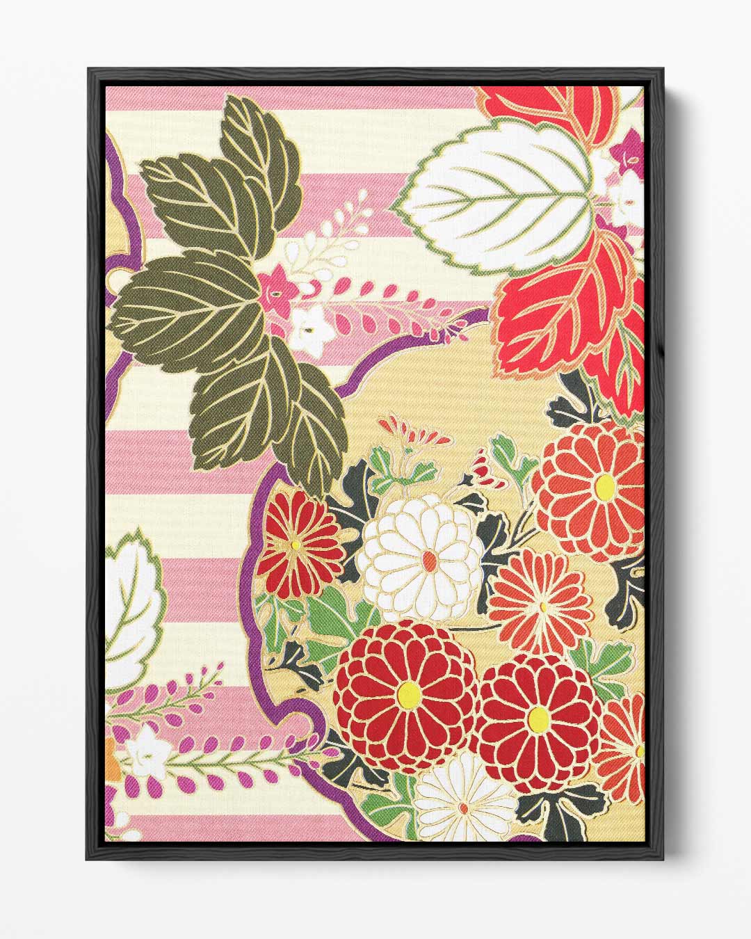 Bloemenpracht op Streepjes Kunstwerk-canvas-dibond-plexiglas-wanddecoratie-WallArtistic
