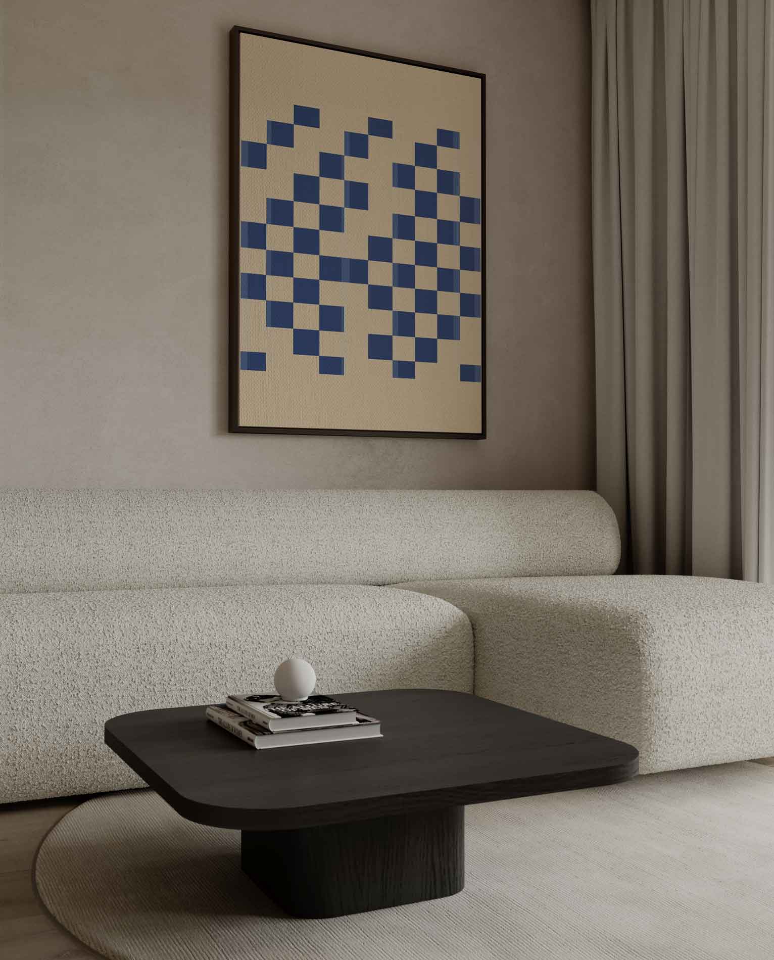 Ritmisch Blauwe Vlakken Kunstwerk-canvas-dibond-plexiglas-wanddecoratie-WallArtistic