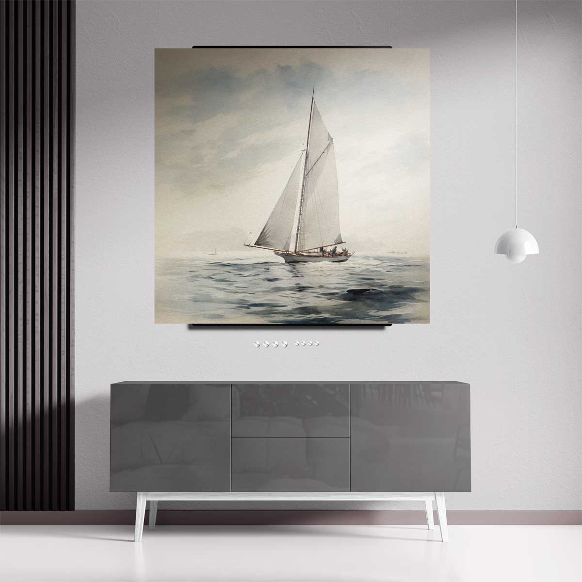 Zeilboot op een Rustige Zee Kunstwerk-canvas-dibond-plexiglas-wanddecoratie-WallArtistic