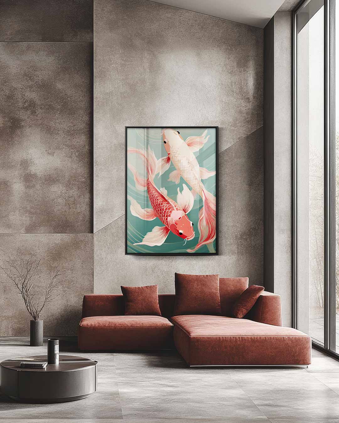 Magische Koi Karper Dans Kunstwerk-canvas-dibond-plexiglas-wanddecoratie-WallArtistic