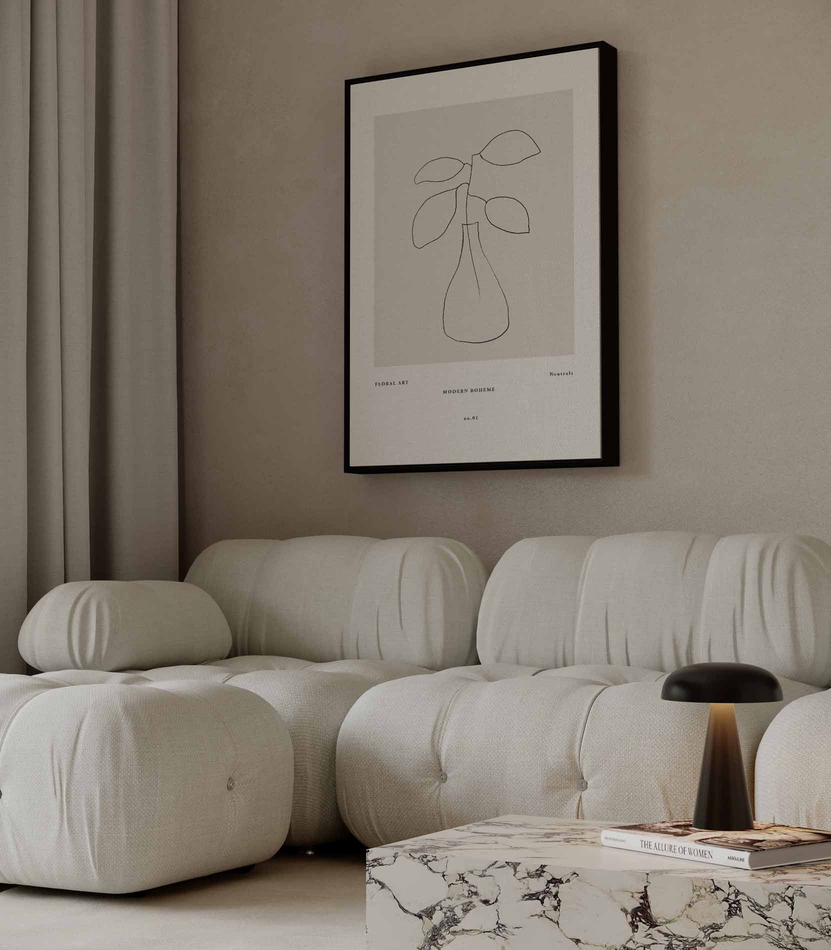 Botanische Minimalisme Illustratie Kunstwerk-canvas-dibond-plexiglas-wanddecoratie-WallArtistic