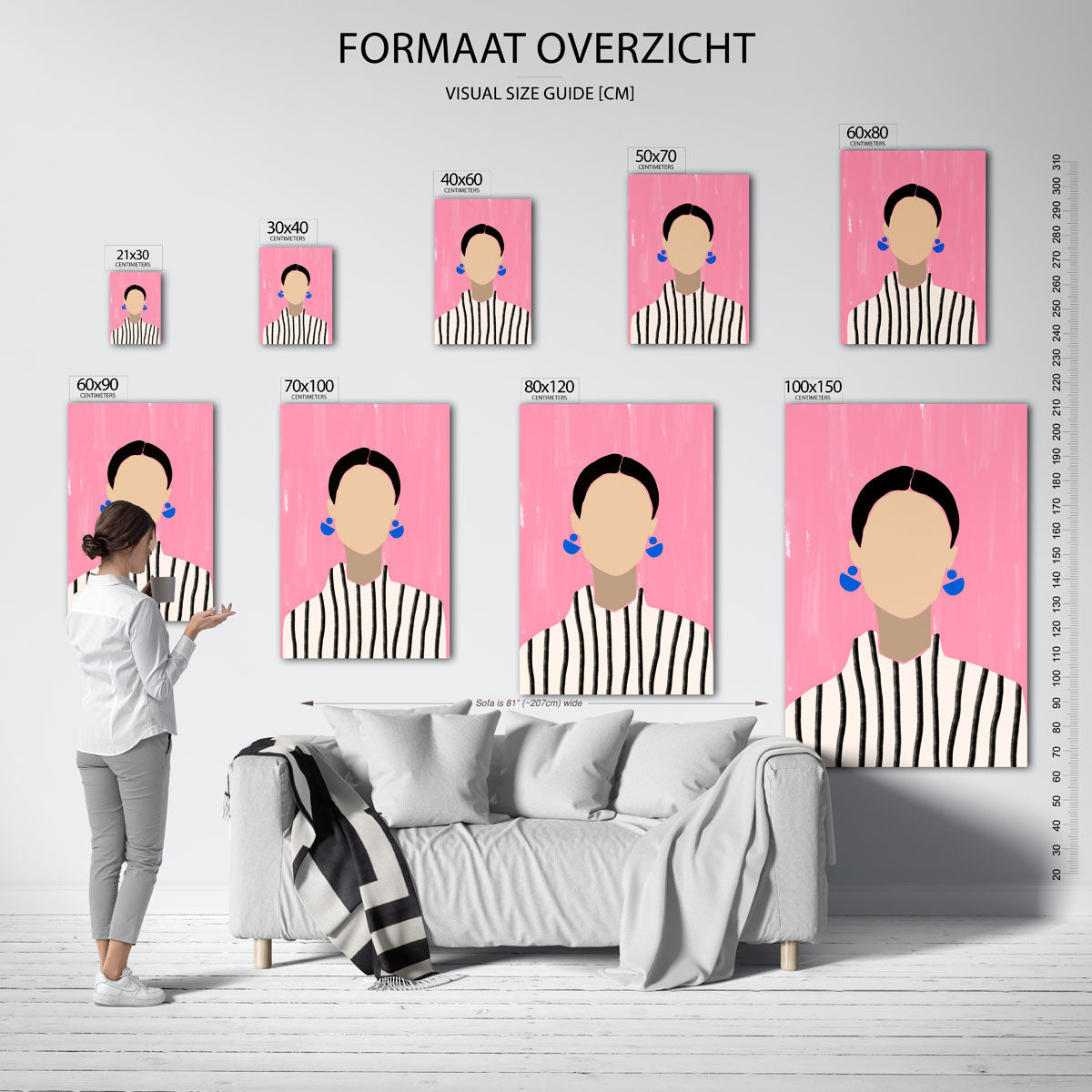 Vrouw met blauwe oorbellen Poster