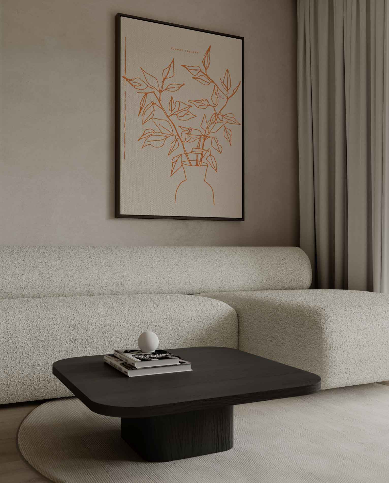 Lijntekening Bloemenvazen Kunstwerk-canvas-dibond-plexiglas-wanddecoratie-WallArtistic