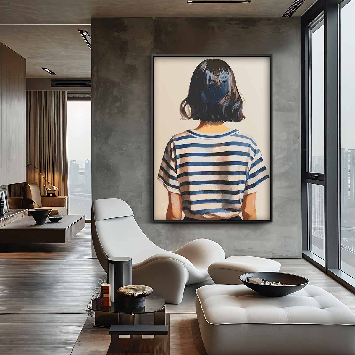 Strepen en Stille Reflectie Kunstwerk-canvas-dibond-plexiglas-wanddecoratie-WallArtistic