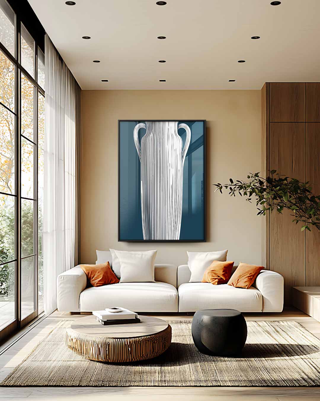 Elegante Gestreepte Vaas Kunstwerk-canvas-dibond-plexiglas-wanddecoratie-WallArtistic