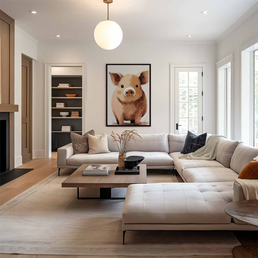 Schattig Biggetje Portret Kunstwerk-canvas-dibond-plexiglas-wanddecoratie-WallArtistic