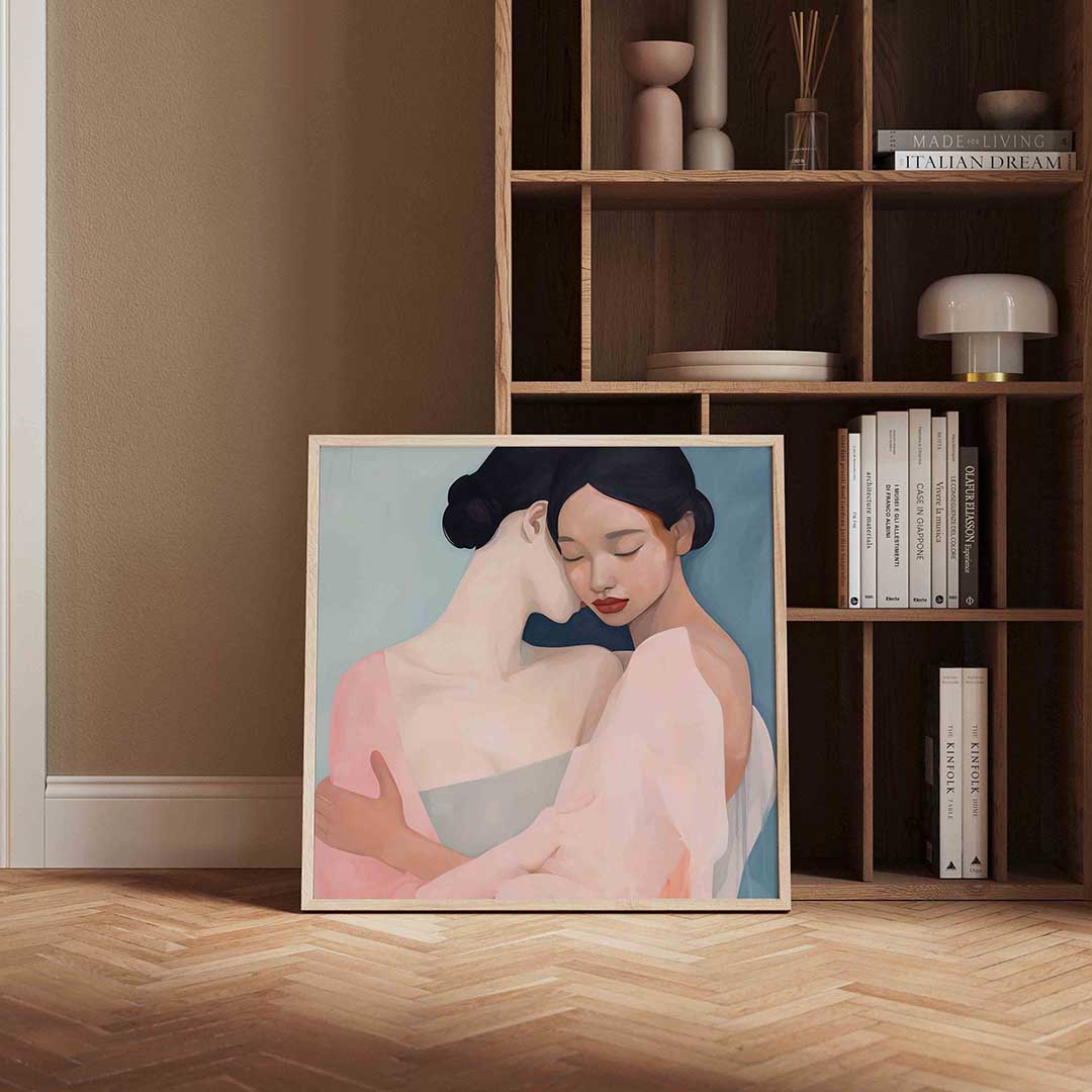 Twee omarmende figuren Poster