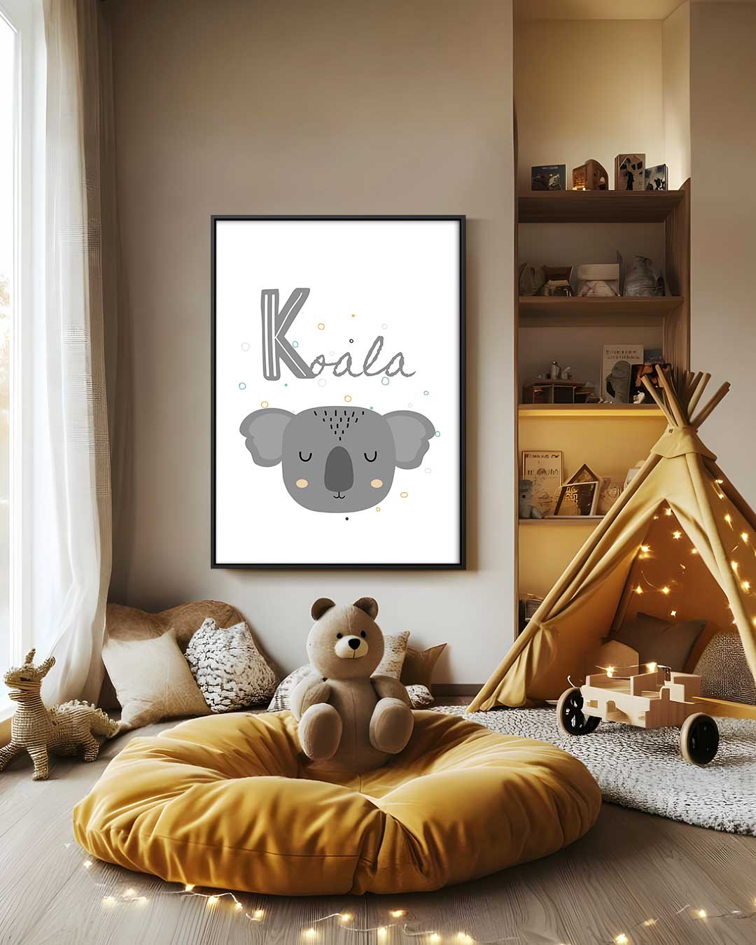 Schattige Koala Illustratie Kunstwerk-canvas-dibond-plexiglas-wanddecoratie-WallArtistic