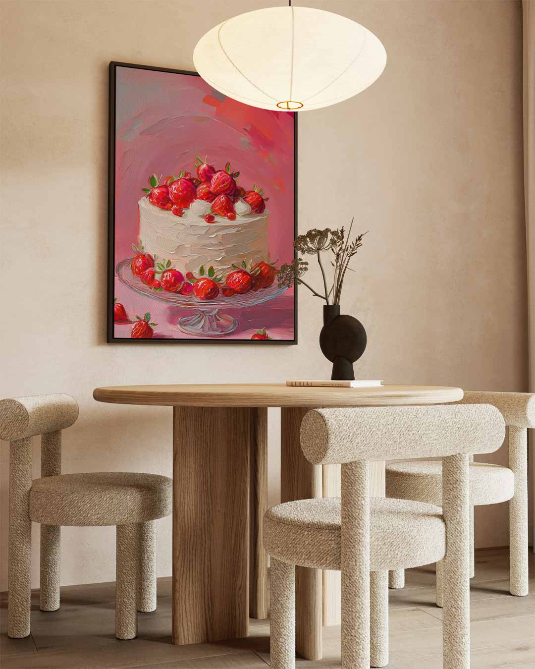 Aardbei Taart Kunstwerk Kunstwerk-canvas-dibond-plexiglas-wanddecoratie-WallArtistic