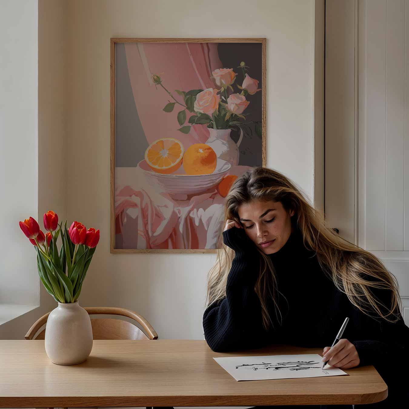 Romantische Rozen en Sinaasappels Poster