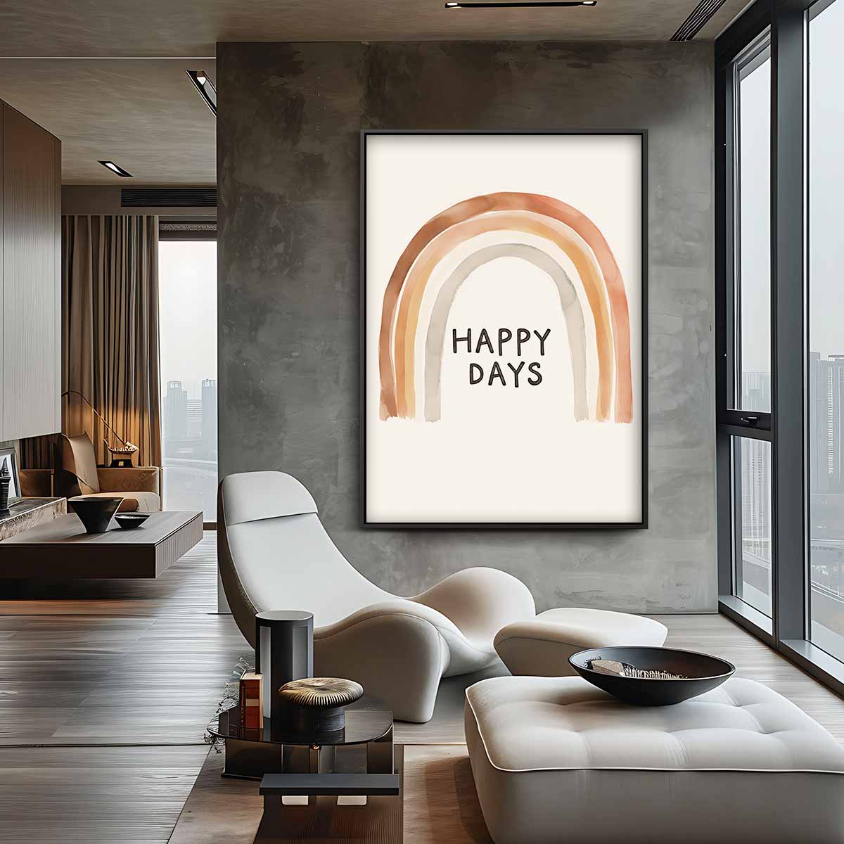 Happy Days Regenboog Print Kunstwerk-canvas-dibond-plexiglas-wanddecoratie-WallArtistic