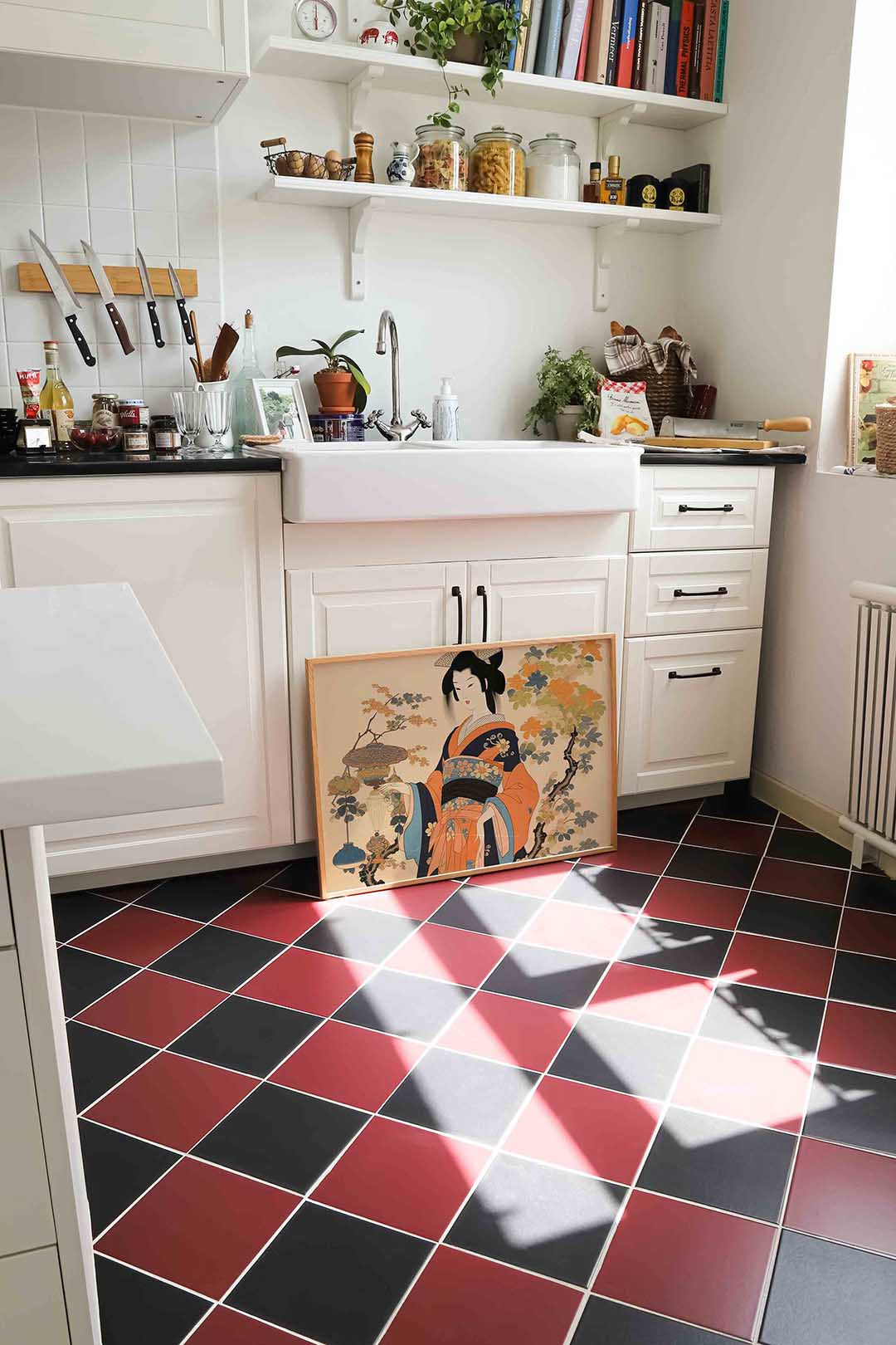Japanse vrouw met bloemen Poster