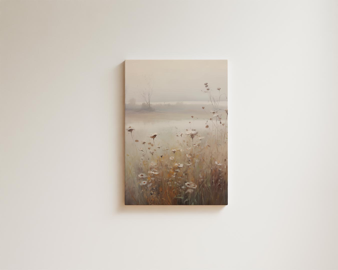 Mistige Bloemenweelde in de Ochtend Kunstwerk-canvas-dibond-plexiglas-wanddecoratie-WallArtistic