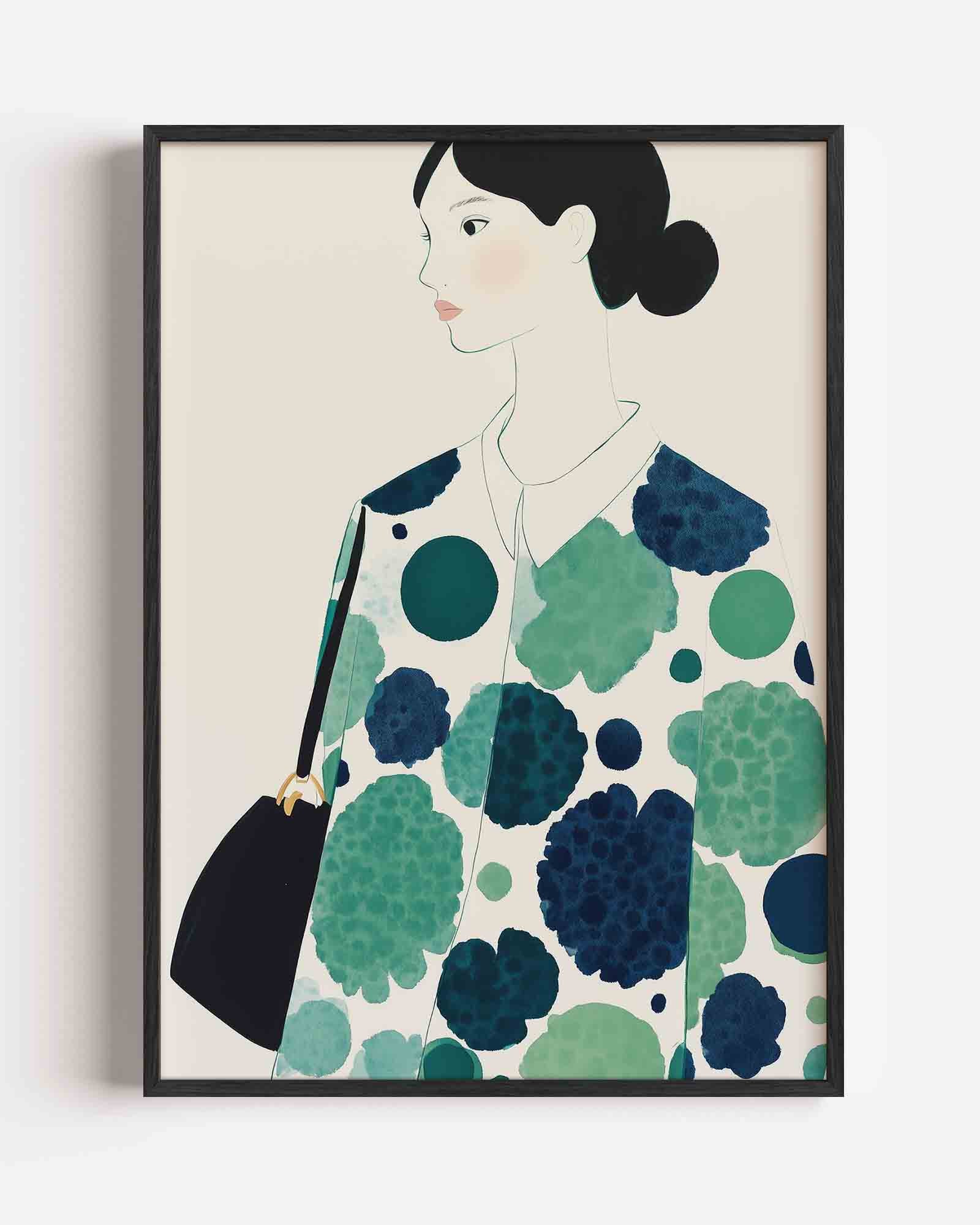 Vrouw met groene patronen Poster