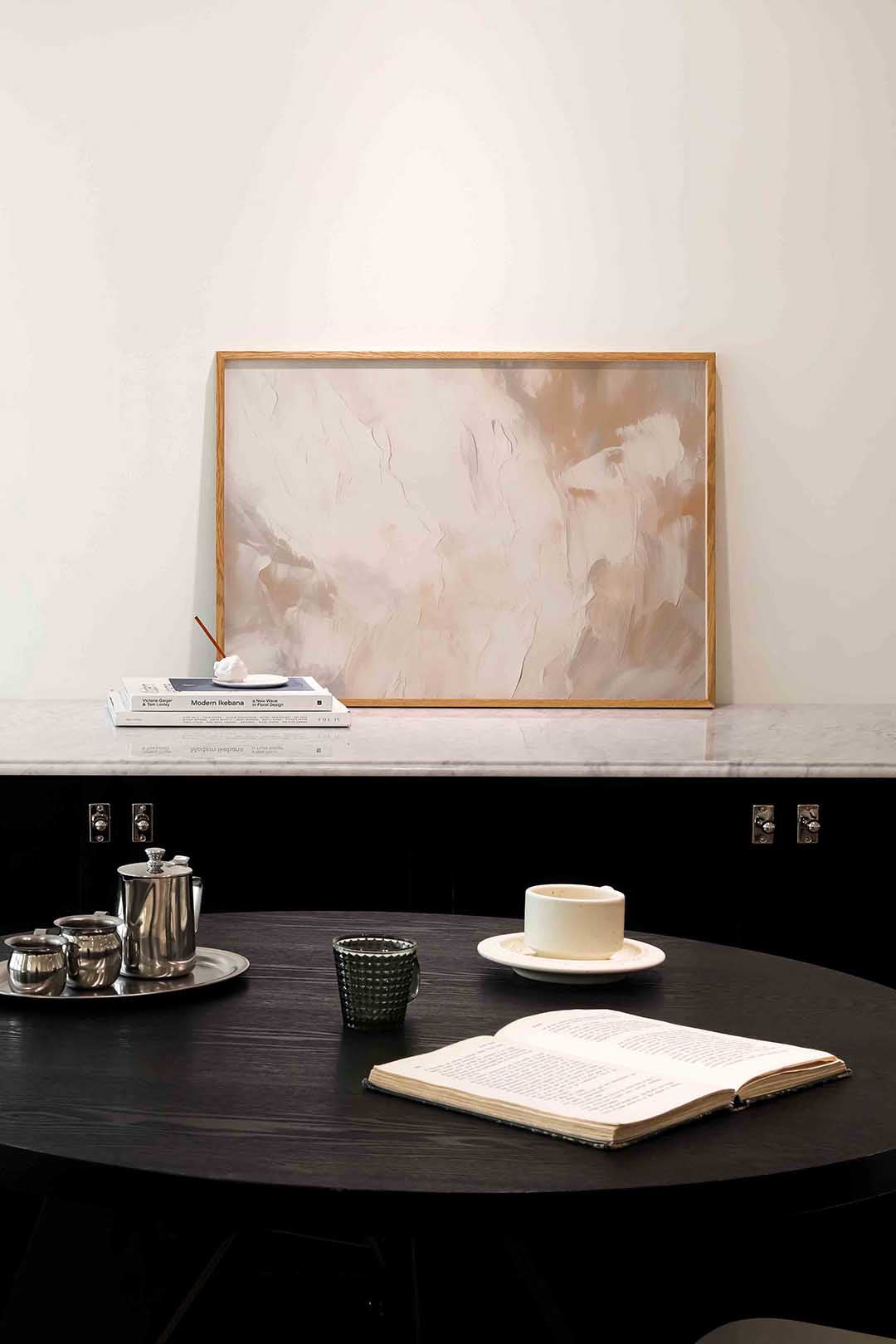 Abstracte beige en witte Poster