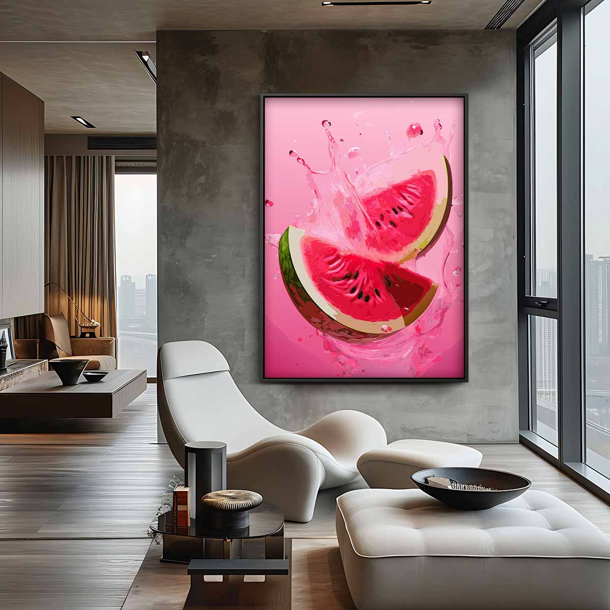 Spetterende Watermeloen Kunstwerk Kunstwerk-canvas-dibond-plexiglas-wanddecoratie-WallArtistic