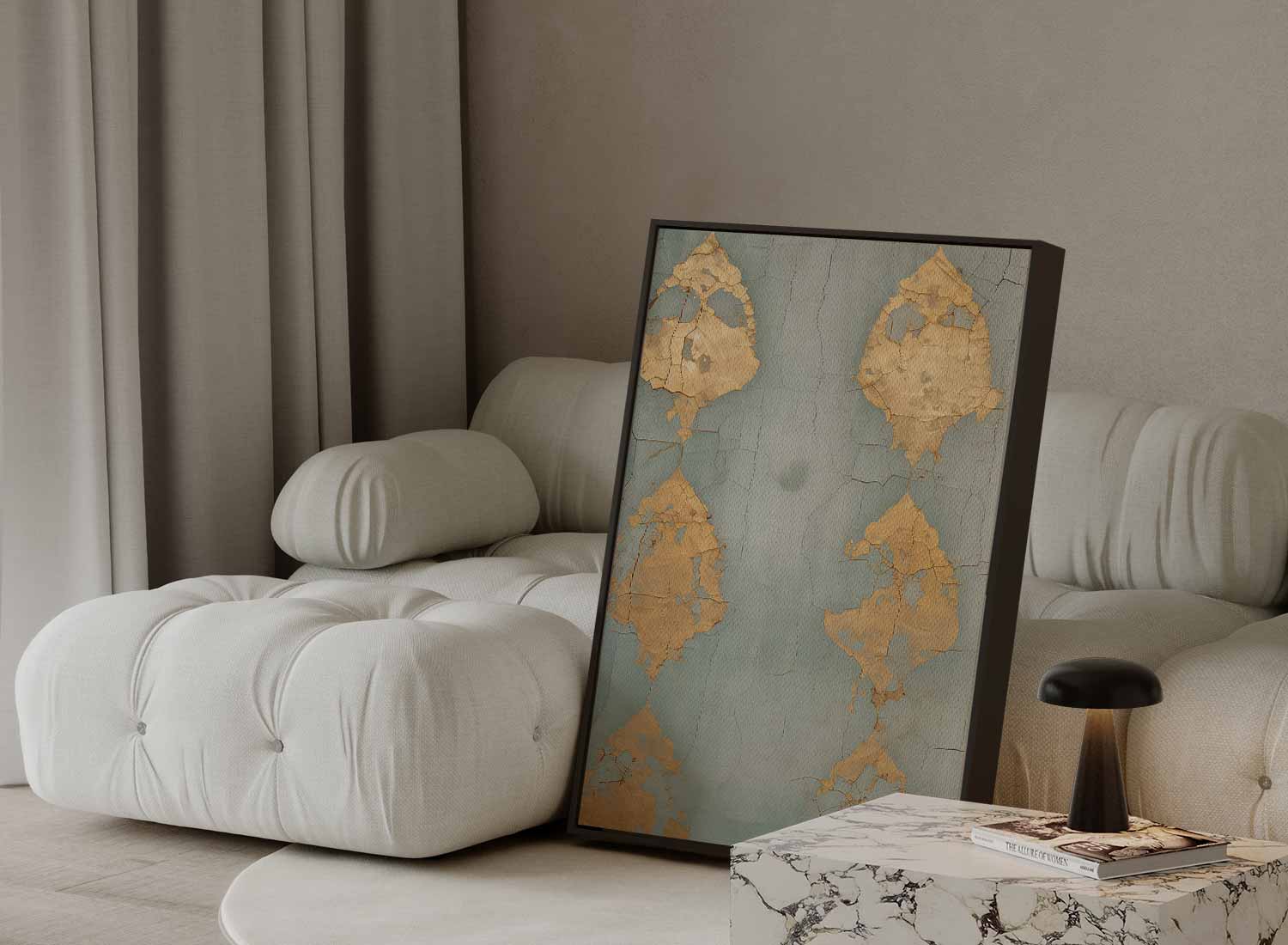 Gouden Glim op Verweer Lijnenspel Kunstwerk-canvas-dibond-plexiglas-wanddecoratie-WallArtistic