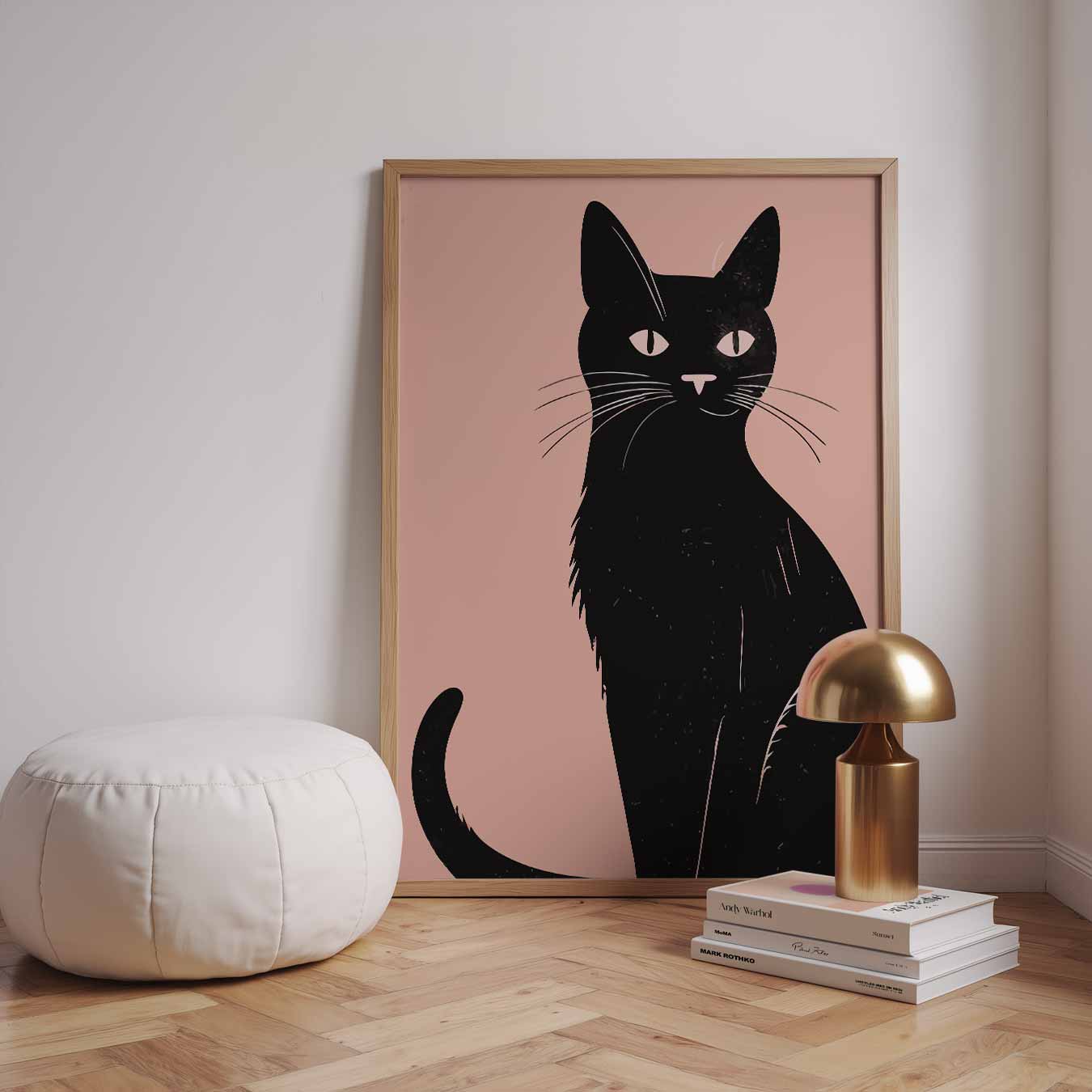 Stijlvolle Kat op Zachte Achtergrond Poster
