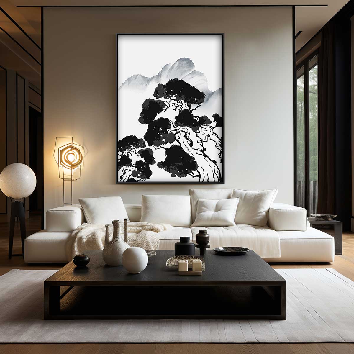 Berglandschap in Oosterse Stijl Kunstwerk-canvas-dibond-plexiglas-wanddecoratie-WallArtistic